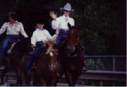 Amber and Sister in Rodeo Parade on Rocky and Pudden Linda